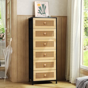 Crestlive Products Vertical Dresser for Bedroom Storage Tower with Sturdy Steel Frame Wood Top Easy Pull Fabric Bins - 1 of 4