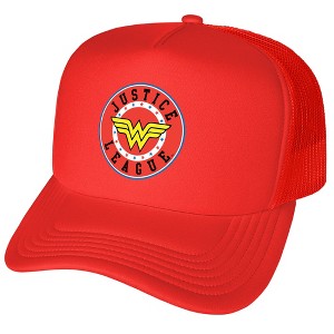 Justice League Wonder Woman Athletic Logo Foam Trucker Cap Red - 1 of 4