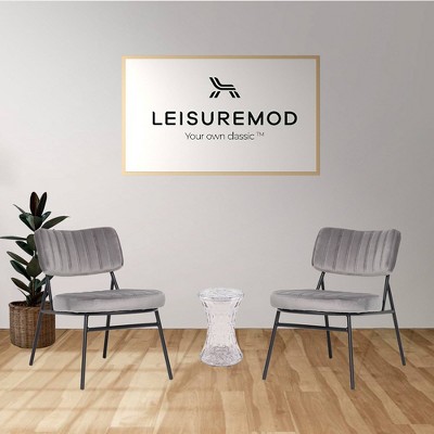 Elegant Fossil Grey Velvet Accent Chair with Metal Frame