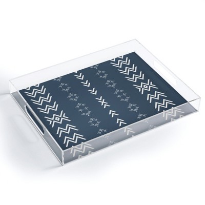 Sheila Wenzel-Ganny Minimal Blue Mudcloth 15.5" x 12" Acrylic Tray - Deny Designs