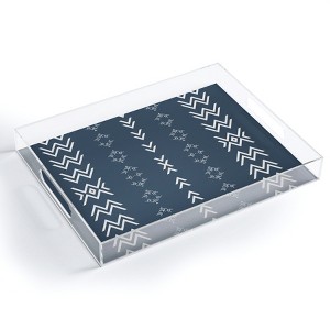 Sheila Wenzel-Ganny Minimal Blue Mudcloth 15.5" x 12" Acrylic Tray - Deny Designs - 1 of 4