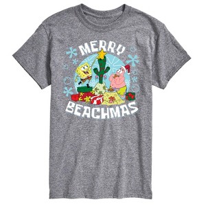 Men's - SpongeBob SquarePants - Merry Beachmas Patrick and Spongebob Short Sleeve Graphic T-Shirt - 1 of 4