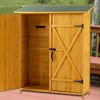 Gulches 56"L x 19.5"W x 64"H Outdoor Storage Shed with Lockable Door, Wooden Tool Storage Shed w/Detachable Shelves & Pitch Roof, Natural - 3 of 4
