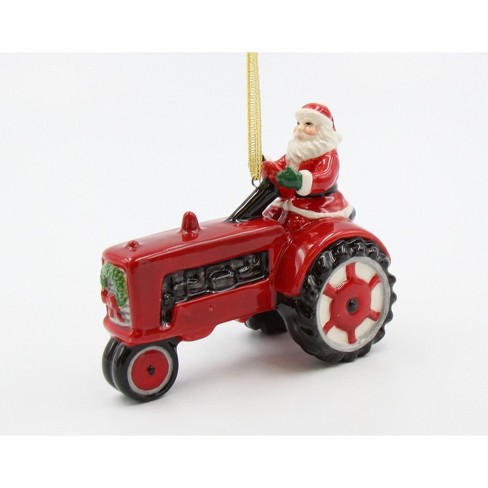 Kevins Gift Shoppe Ceramic Christmas Santa Driving Tractor Ornament ...