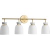 Progress Lighting Lexie 4-Light Vanity Light, Steel, Brushed Gold, Opal Glass Shades, Damp Rated - image 2 of 3