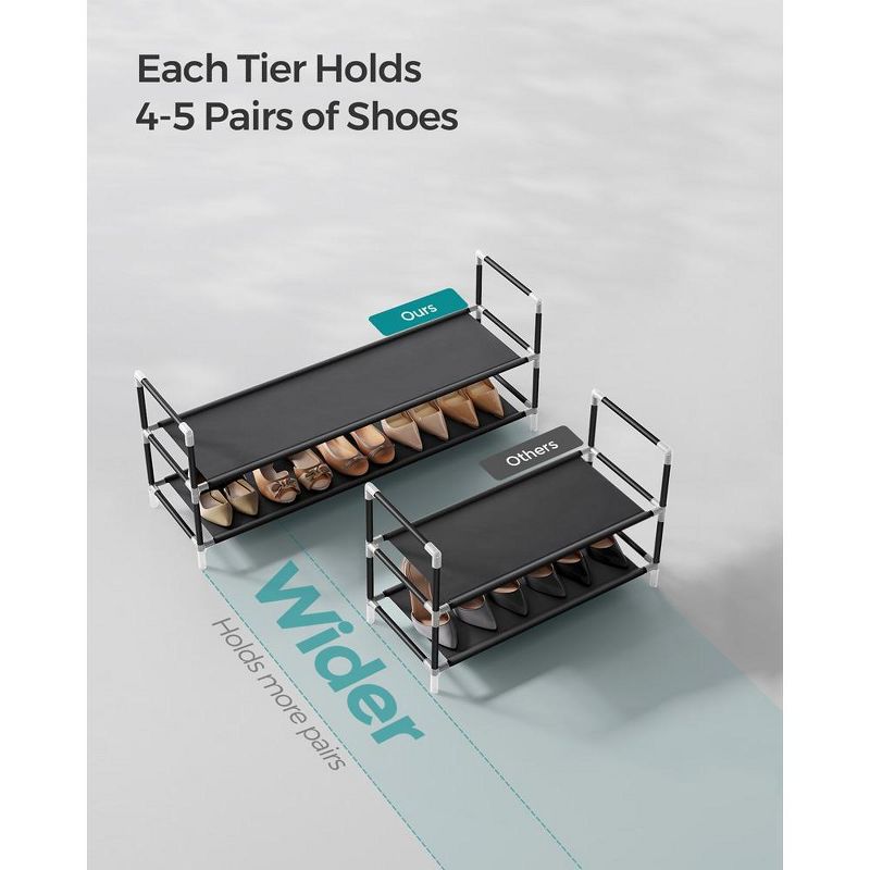 SONGMICS Shoe Rack with Shelves for Closet Entryway Shoe Organizer,Easy to Assemble Metal Shoe Storage Shelf,Black, 4 of 10