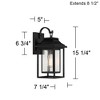 John Timberland Cecile 15 1/4" High Mission Country Box Lantern Outdoor Wall Light Fixture Mount Porch House Exterior Black Clear Seeded Glass Shade - 4 of 4