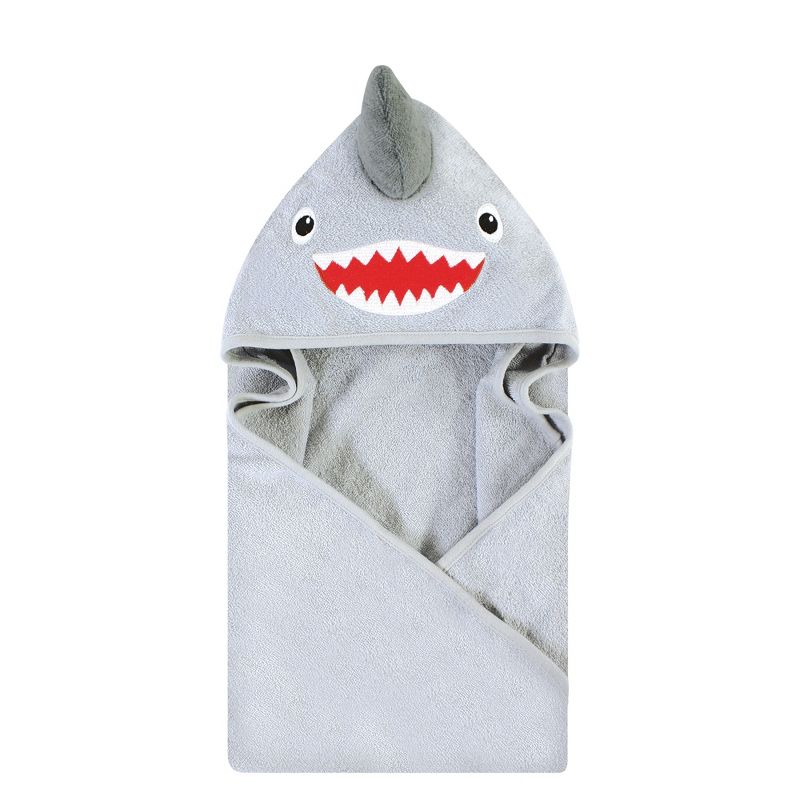 Hudson Baby Infant Boy Cotton Animal Face Hooded Towel, Shark, One Size, 1 of 4
