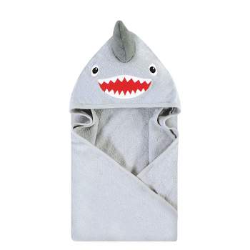 Hudson Baby Infant Boy Cotton Animal Face Hooded Towel, Shark, One Size