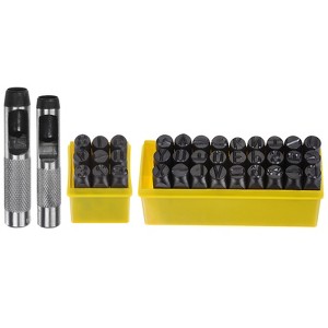 Unique Bargains Punch Press Imprint A-Z/0-8 Metal Stamping Kit with Assist Tool 1 Set Black - 1 of 4