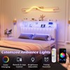 Karl Home Twin Full Queen King Size Headboard, Adjustable Upholstered Headboard with 2 Tier Shelves and Pegboard with Charging Stations and LED Lights - 3 of 4