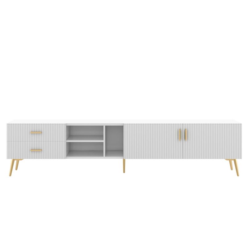 Modern TV Stand for TVs up to 77'' with 5 Champagne Legs-ModernLuxe, 4 of 13