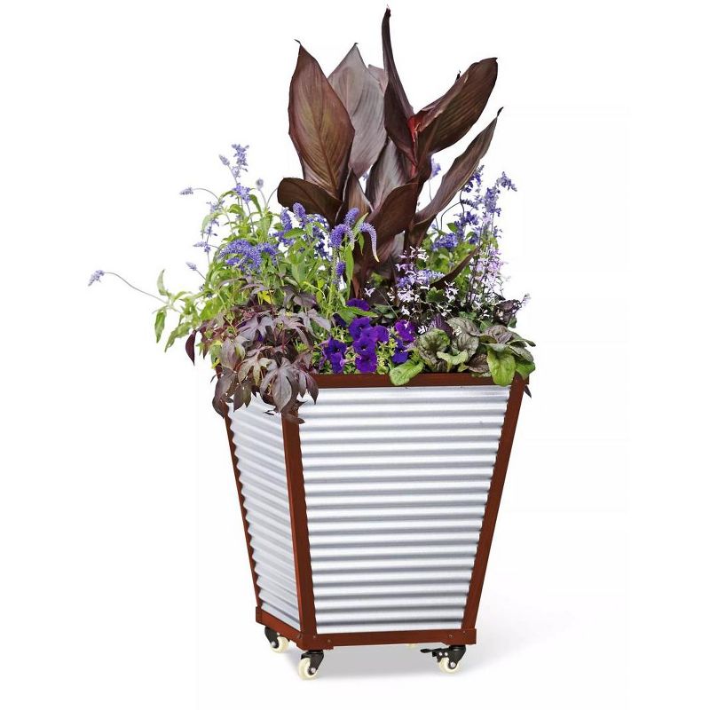 Gardeners Supply Company Tall Self Watering Planter Box | Heavy Duty Galvanized Square Metal Frame w/ Large Water Reservoir | Perfect Flower Pots For, 1 of 4