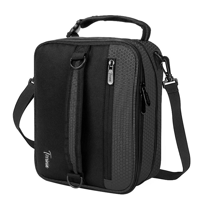 Expandable Insulated Lunch Bag, Leakproof Flat Lunch Cooler Tote with Shoulder Strap for Men and Women, Suitable for Work & Office by Tirrinia, Black, 1 of 10