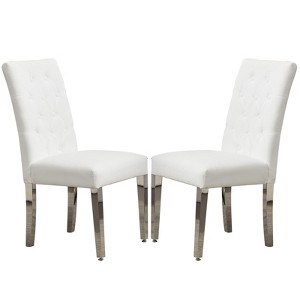 CLIHOME Set of 2 Modern Dining Chairs with Plush Velvet Upholstery, Sturdy Stainless Steel Legs & S-Shaped Springs - Ergonomic Support - 1 of 4