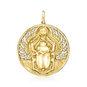 Ross-Simons 0.10 ct. t.w. Diamond Scarab Medallion Pendant in 18kt Gold Over Sterling Size 1.25 - 1 of 3