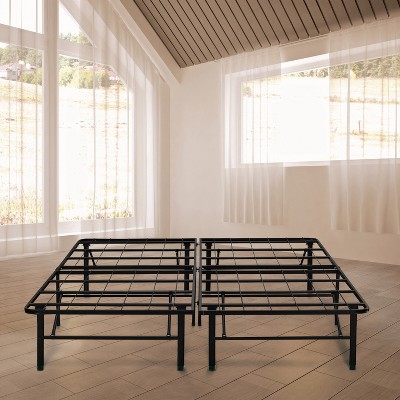 Full Black Metal Platform Bed Frame with Storage