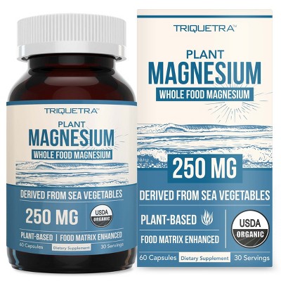 Triquetra Plant Magnesium: Organic, Whole Food Magnesium Supplement - 60 Capsules - 30 Day Supply