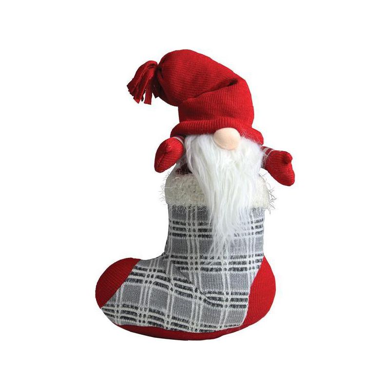 Northlight 14.5" Red and Gray Tristan Gnome Christmas Stocking Tabletop Figurine, 4 of 5