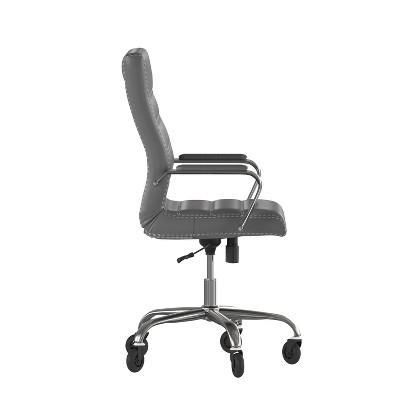 Gray LeatherSoft High Back Executive Swivel Office Chair with Chrome Frame