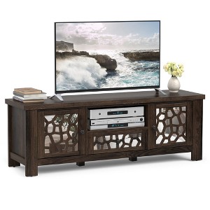 Tangkula 55" Retro TV Stand Media Entertainment Center w/ Mirror Doors & Drawer Brown - 1 of 4