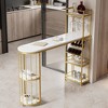 Garvee 63" Bar Table, Arc Design Pub Table, With Shelves, Glass Rack, Wine Bottle Rack, Sturdy And Long Bar Height Table,White+Gold - 2 of 4