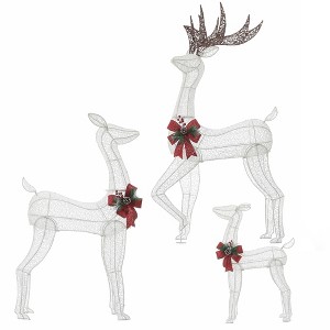 LuxenHome Set of 3 Deer Family Lighted LED Indoor Outdoor Holiday Decoration White - 1 of 4