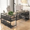 U-shaped Desk with Shelve and LED lights, Sit Stand Home Office Desk, Reversible L Shaped Home Office Desk with File Drawer-The Pop Home - 4 of 4