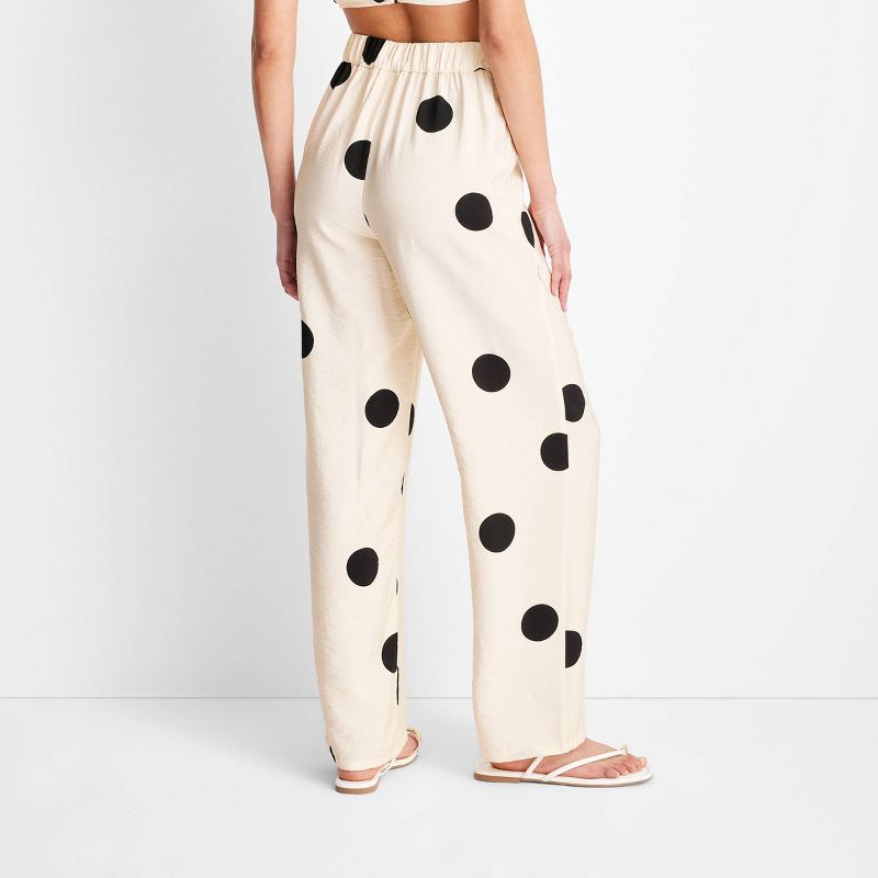 Women's Straight Leg Pants - Future Collective™ with Jenny K. Lopez Cream/Black Polka Dots, 2 of 8