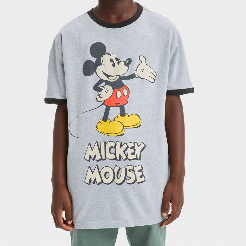 Boys&#39; Disney Mickey Mouse & Friends Ringer Short Sleeve Graphic T-Shirt - Heather Gray, 2 of 4