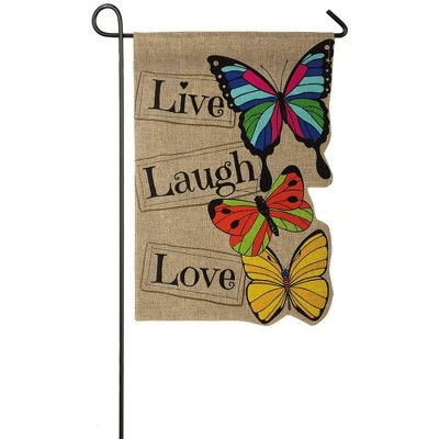 Evergreen Live Laugh Love Garden Burlap Flag