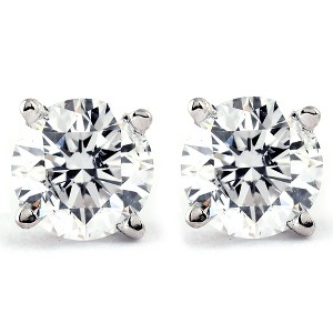 Pompeii3 1/4 Ct TDW Genuine Diamond Studs Available in 14k White or Yellow Gold - 1 of 4