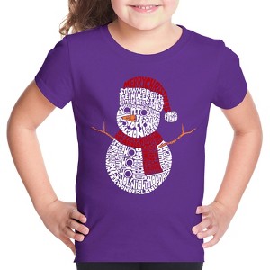 LA Pop Art Christmas Snowman - Girl's Word Art T-Shirt - 1 of 4
