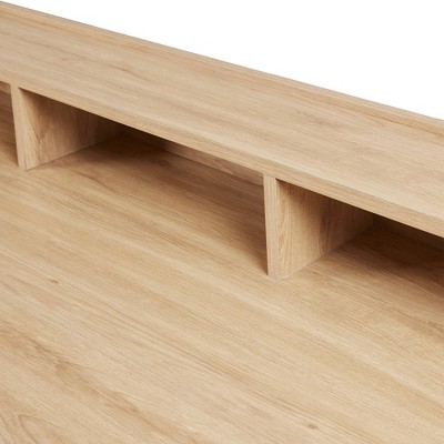 Blonde Wood and White Metal Writing Desk with Storage