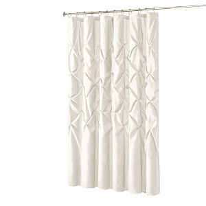 Vynxaria Tufted Semi-Sheer Shower Curtain, 12 Button Holes, Machine Washable, Soft Sheen, Coordinating Bedding Available - 1 of 4