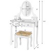 Tangkula Vanity Table Set w/ 360° Rotating Oval Mirror & Drawers Black/White - 3 of 4
