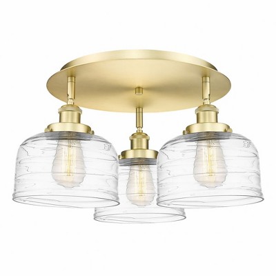 Bell - 3 Light Flush Mount In Art Deco Style-9.25 Inches Tall and 19.75 Inches Wide