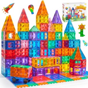 Joyfy 110PCS Magnetic Tiles with Vehicle, 3D Magnet Building Blocks Set Construction STEM Educational Toy for 3 4 5 6 7 8 Year Old Kids Birthday Gift - 1 of 4