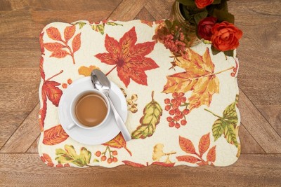Autumn Leaves Cotton Quilted Reversible Placemats Set of 6