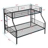 TiramisuBest 78 Inch Twin over Full Metal Bunk Bed Frame Black Steel Structure with Guardrails Ladder Quiet Noise Free No Box Spring Needed, Black - 3 of 4