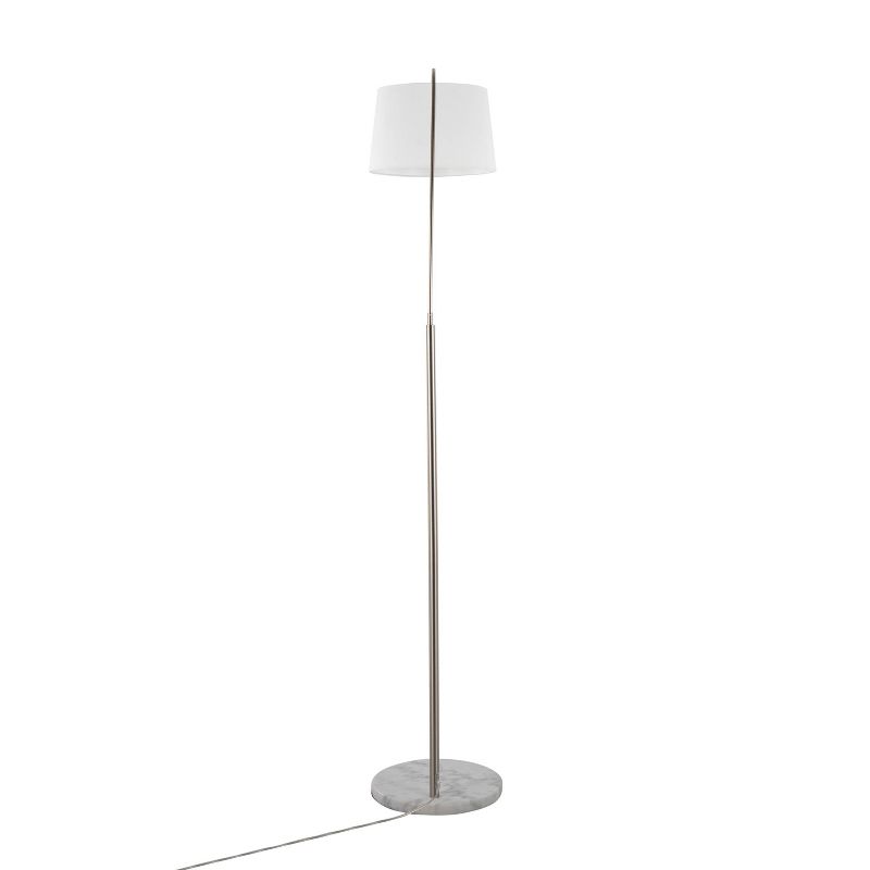 LumiSource March Contemporary Floor Lamp in White Marble and Nickel with White Linen Shade, 5 of 11