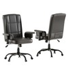 VECELO Ergonomic Leather Office Chair, Adjustable Swivel Desk Chair with Armrests & Lumbar Support, Black/Brown - 2 of 4