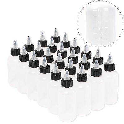 Juvale 24-Pack Boston Round Plastic Squeeze Bottle 4 Oz with Black Twist Cap for Sauces, Condiments, Arts & Crafts, White, 1.8"x5.3"