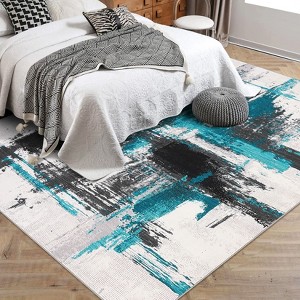 Nasitip Abstract Area Rug, Machine Washable Non-Slip Accent Carpet, Contemporary Art Ink Texture Rug - 1 of 4