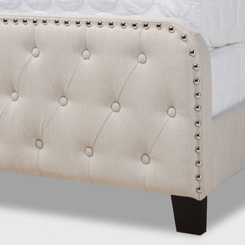 Annalisa Fabric Upholstered Button Tufted Panel Bed - Baxton Studio, 6 of 9