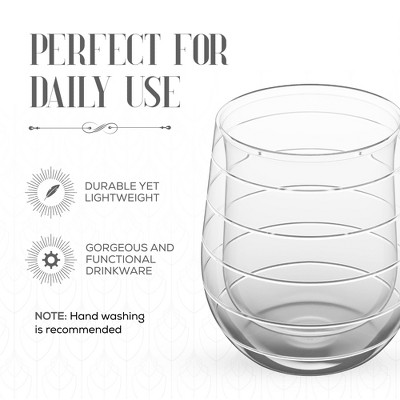 Fifth Avenue Clear Etched Double Wall 9 oz Water Glasses Set