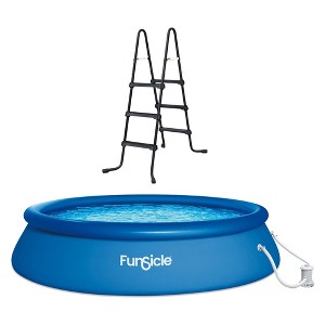 Funsicle SureStep 36 Inch 3 Stair Plastic Lightweight Above Ground Pool Ladder with QuickSet 10' x 30" Durable Ring Top Above Ground Swimming Pool - 1 of 4