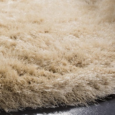 Champagne Round Hand-Tufted Shag Area Rug, 6' x 6'