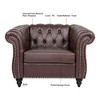 CAVINAS PU Leather Accent Chair with Button Tufted Back and Birch Wooden Legs,Upholstered Living Room Chairs,Reading Chairs for Living Room - 4 of 4