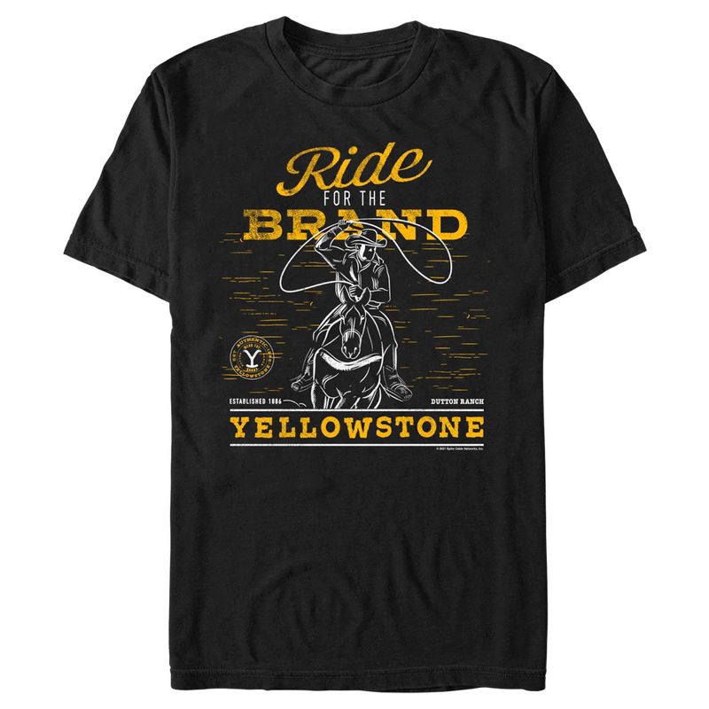 Men's Yellowstone Dutton Ranch Cowboy Ride For The Brand T-Shirt, 1 of 6